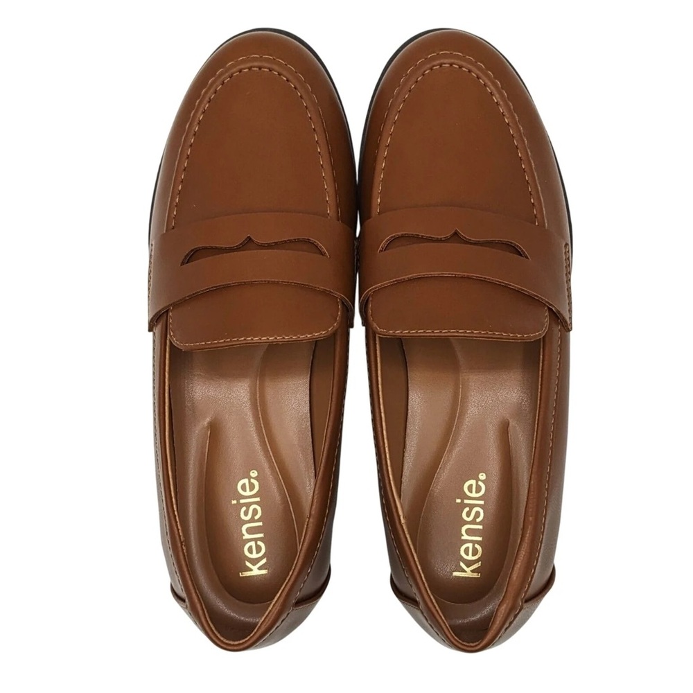 Kensie Tan Leather Loafers for Women - Picture 3 of 6